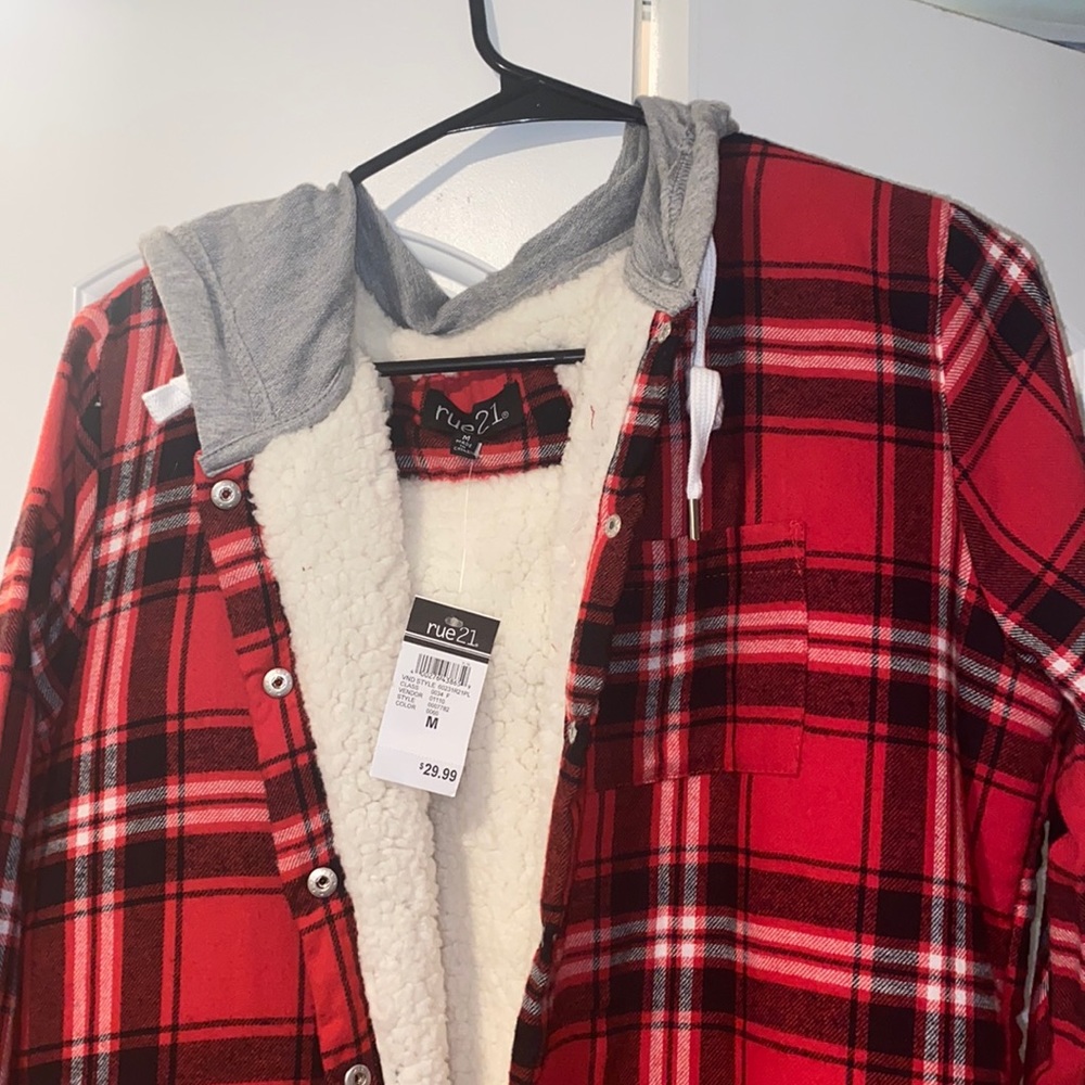 Red Plaid Sherpa Jacket